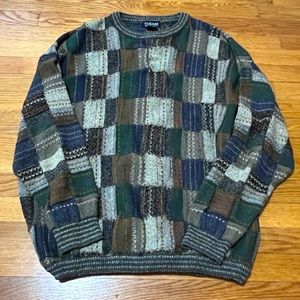 Tosani Wool Blend Sweater XL Cosby Grandpa Patchwork Crewneck